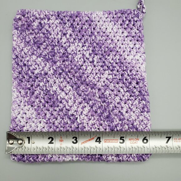 Handmade Crochet Purple/White Potholder Set Double Thickness - Picture 7 of 10